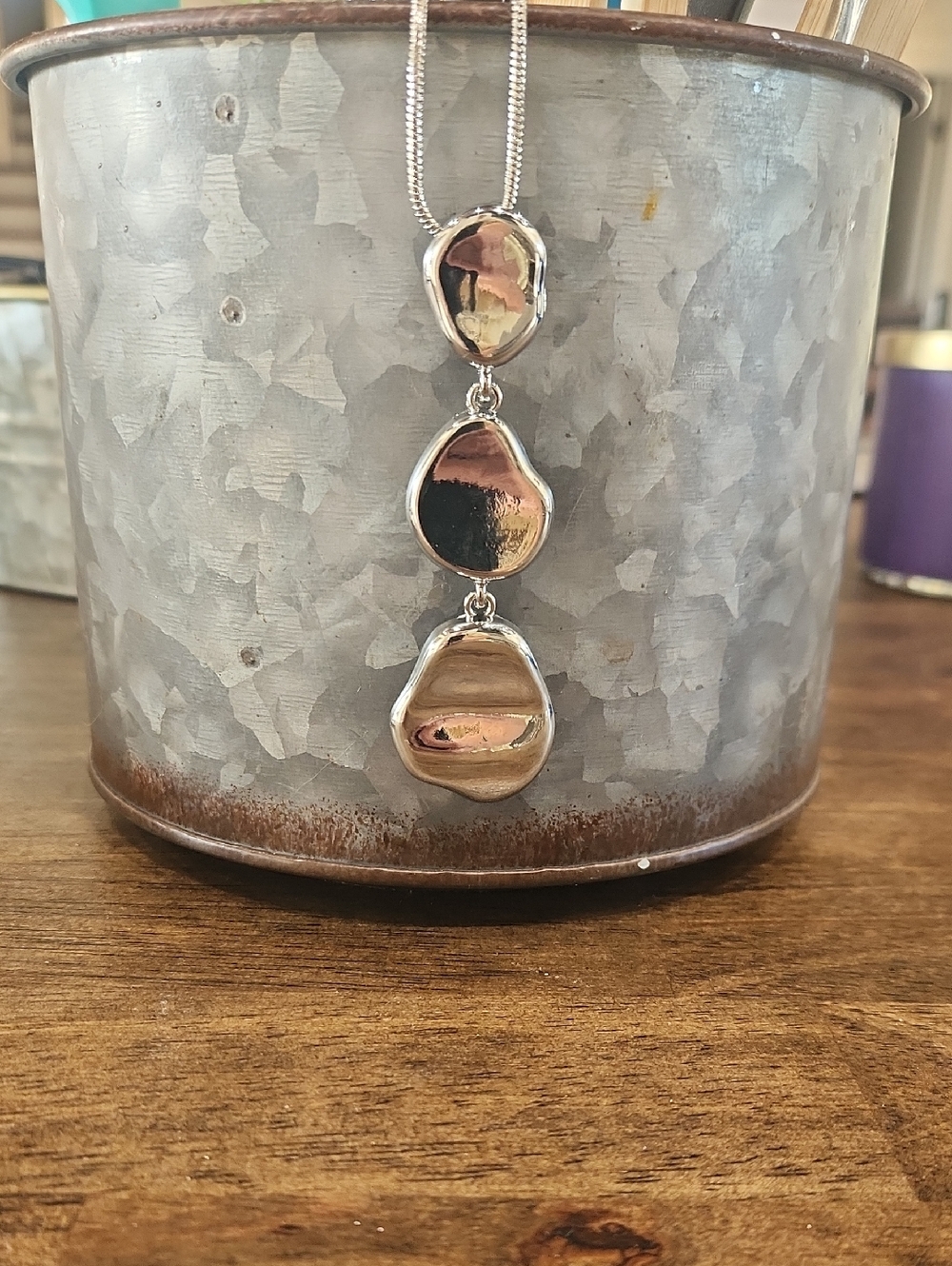 Silver Triple Drop Pendant Necklace - Women Jewelry